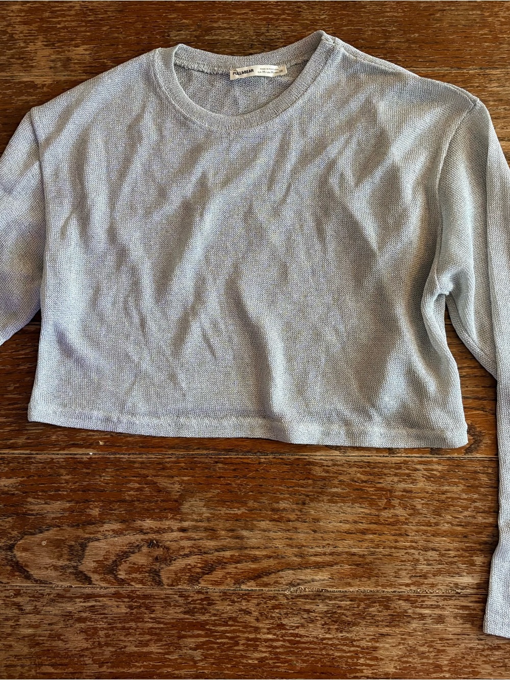 Pull & Bear Shimmery Silver Crop Top